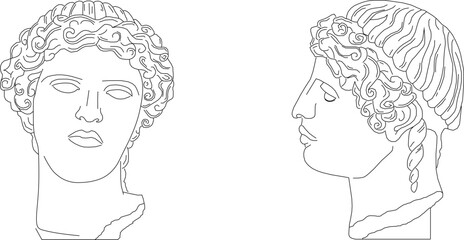 Vector illustration sketch of a statue of a famous classic roman greece vintage