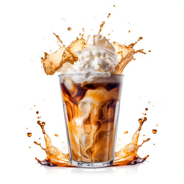 Tasty fresh ice coffee explode