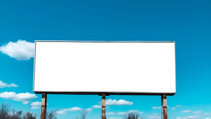Obraz premium billboard against the sky with a thick transparent area, large wide billboard mockup, generative ai