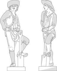 Vector sketch illustration of a classic french hero statue