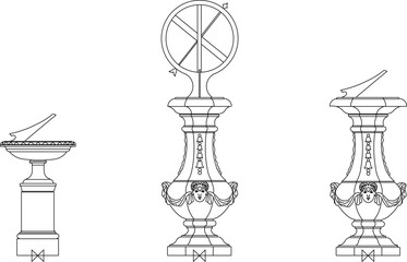 Vector sketch illustration of a classic vintage roman greek sundial 