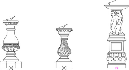 Vector sketch illustration of a classic vintage roman greek sundial