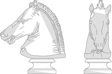 Vector sketch illustration of a classical greek roman vintage horse head statue