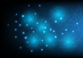 Abstract futuristic - Molecules technology with polygonal shapes on dark blue background. Illustration Vector design digital technology concept. Internet network connection design for the website.