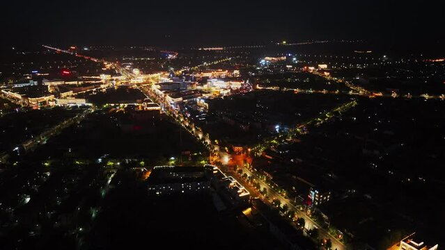 Night view of Bagua City, Tekes, Xinjiang, China