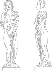 Vector sketch illustration of classical vintage roman greek goddess of beauty statue