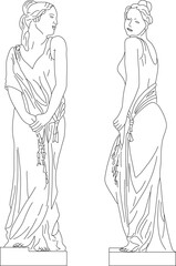 Vector sketch illustration of classical vintage roman greek goddess of beauty statue