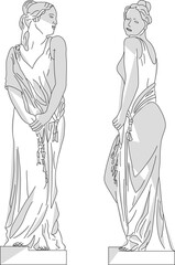 Vector sketch illustration of classical vintage roman greek goddess of beauty statue