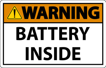 Warning Sign Battery Inside On White Background