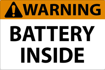 Warning Sign Battery Inside On White Background