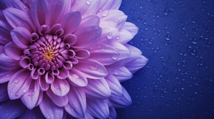 Close-up of a purple flower with water droplets