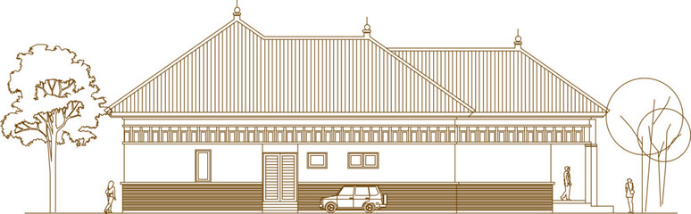 Vector sketch of architectural modern classic house illustration