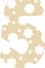 Number 5 flowers background.