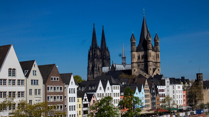 Fototapeta premium Cologne, Germany over the Rhine River.