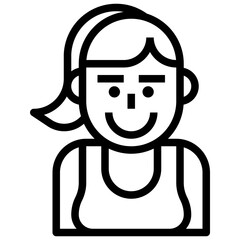 girl line icon,linear,outline,graphic,illustration