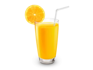 Foto op Canvas Fresh orange juice with fruits, transparent background © Retouch man