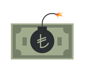 Turkish currency depreciates. Türkiye economic crisis. economy vector design.
