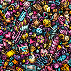 Cartoon doodles Candies seamless pattern