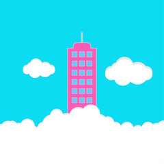 vector design illustration of a skyscraper and a cloud