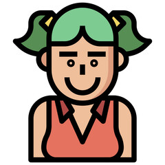 girl line icon,linear,outline,graphic,illustration
