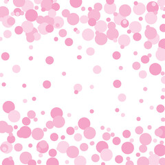 Square frame with pink different shades circles confetti background for holiday, postcard, poster, website, carnivals, birthday and children's parties. Cover confetti mock-up. Wedding card layout