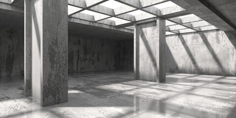 Abstract empty modern interior. Concrete walls