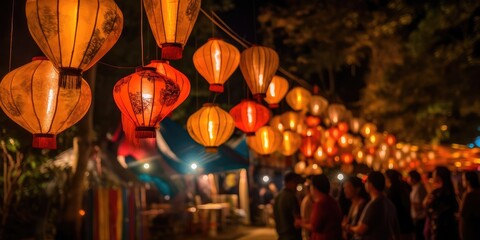 The glow of lanterns during a traditional festival, Generative AI