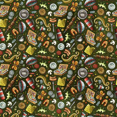 Cartoon cute Picnic seamless pattern