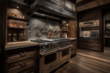 custom-built cooking station, with large oven and multiple burners, for the ultimate in culinary creations, created with generative ai