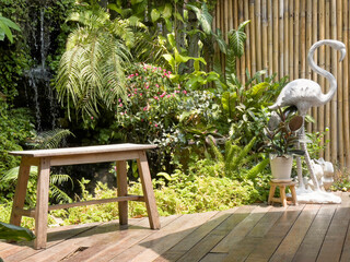 Green fern leaf with decorated in the garden