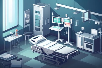 Fototapeta na wymiar hospital room, with a variety of medical devices and instruments for diagnosing and treating patients, created with generative ai
