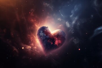 heart-shaped nebula surrounded by stars and nebulae in the universe, created with generative ai