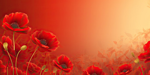 red poppy background banner remembrance day poppies illustration, generated AI, generated, AI - obrazy, fototapety, plakaty