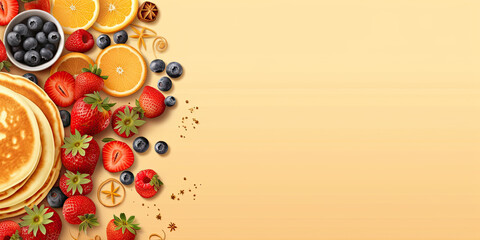pancake day background banner pancakes illustration fruit, generated AI, generated, AI
