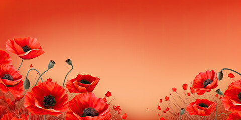 red poppy background banner remembrance day poppies illustration, generated AI, generated, AI
