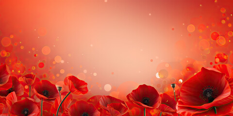 red poppy background banner remembrance day poppies illustration, generated AI, generated, AI