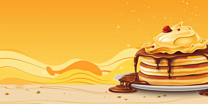 pancake day background banner pancakes illustration fruit, generated AI, generated, AI - Powered by Adobe