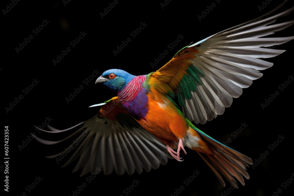 Wall mural bird in flight, with colorful feathers and wings, created with generative ai - Wall murals