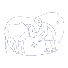 Sacrificial Cow Eid Adha Outline 2D Illustrations