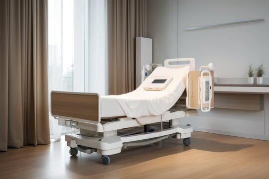 smart hospital bed that adjusts the pressure and temperature to ensure optimal rest, created with generative ai