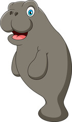 Cute manatee mascot cartoon. Cute animal mascot cartoon