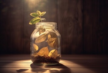 plant can business cash currency finance money coin leaf growth. Generative AI.