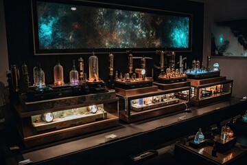 collection of unique and beautiful vaporizers on display, created with generative ai