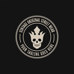 Skull with crown logo design concept illustration idea