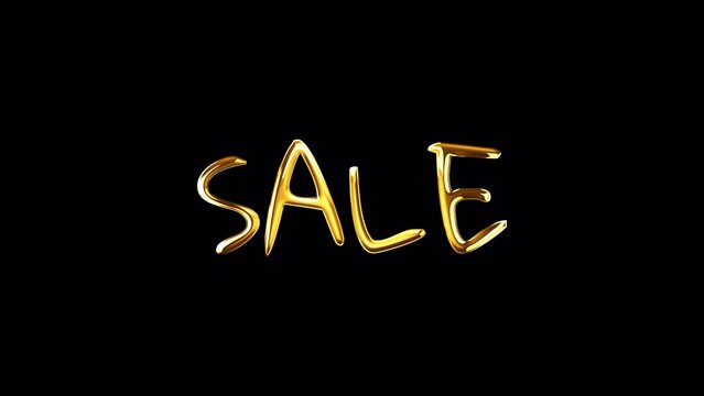 Loop SALE golden shine light motion text with glitch effect animation on black abstract background. promote advertising concept isolate using QuickTime Alpha Channel proress 444