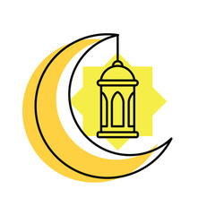 ramadan lantern simple flat icon, islamic lantern icon