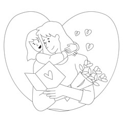 Mother and Child Embracing Mothers Day Color 2D Illustrations