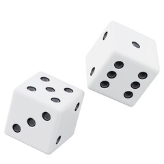 3d rendering realistic dice design illustration isolated on transparent background