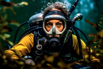 female marine biologist, woman in profession, Generative AI
