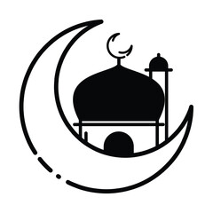 ramadan simple flat line icon, mosque flat line icon, islamic icon